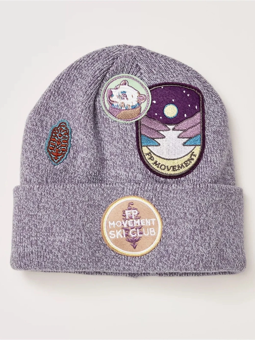 Free People Park Patch Beanie in Grey | NWT